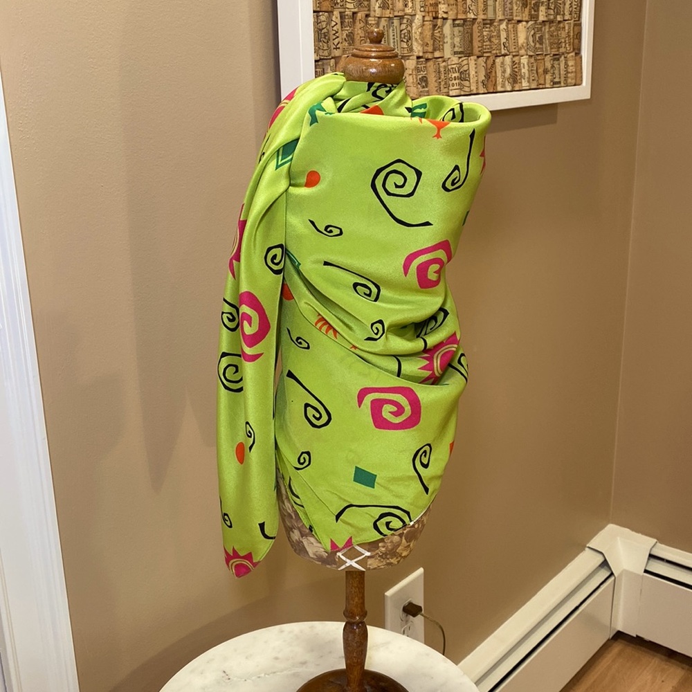 Henri Bendel Silk Scarf. Cowboy, Rooster and Sun fun scarf